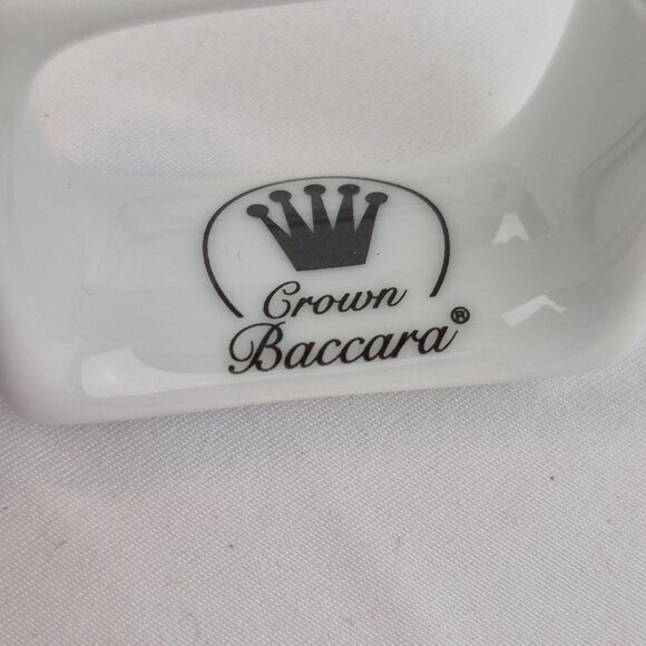 Crown Baccara Napkin Rings Modern Rectangle Porcelain Glossy Finish Set of 7 - Picture 5 of 13